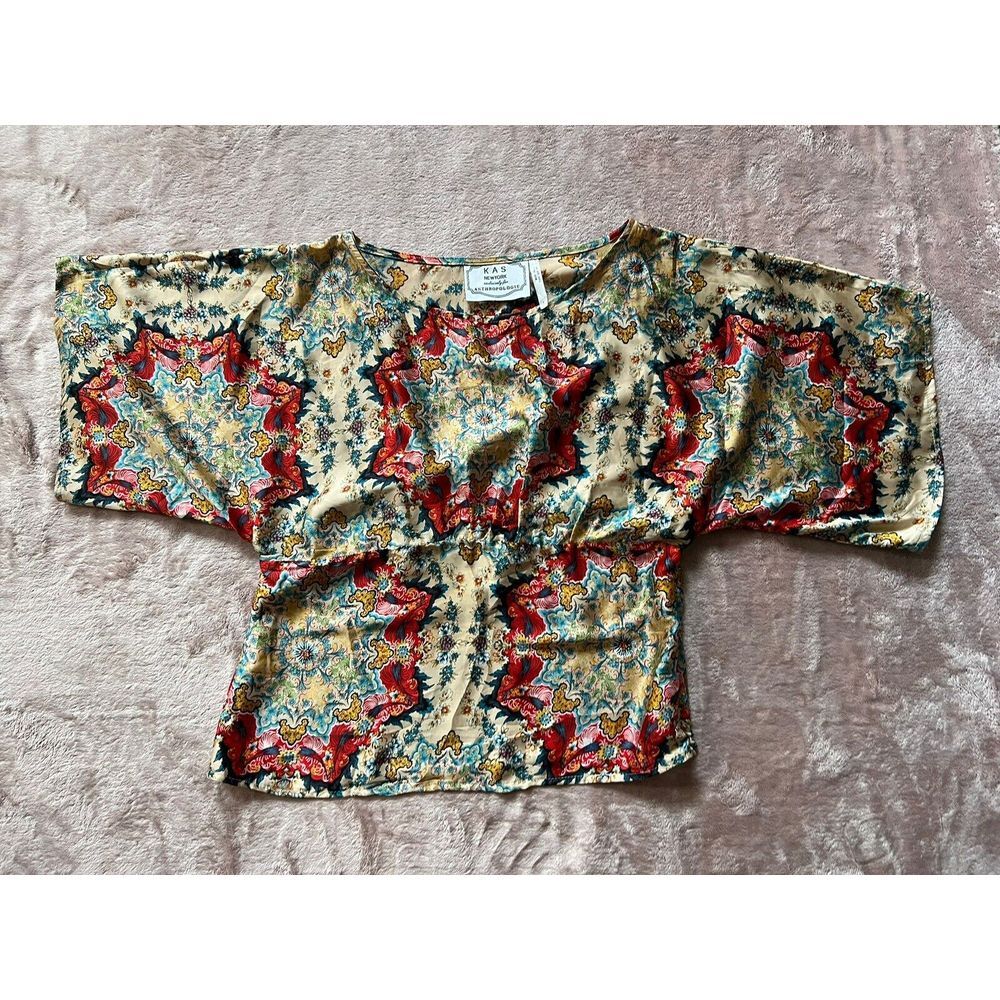 Anthro Women's Multicolor Patterned Top By K A S New York Sz 6